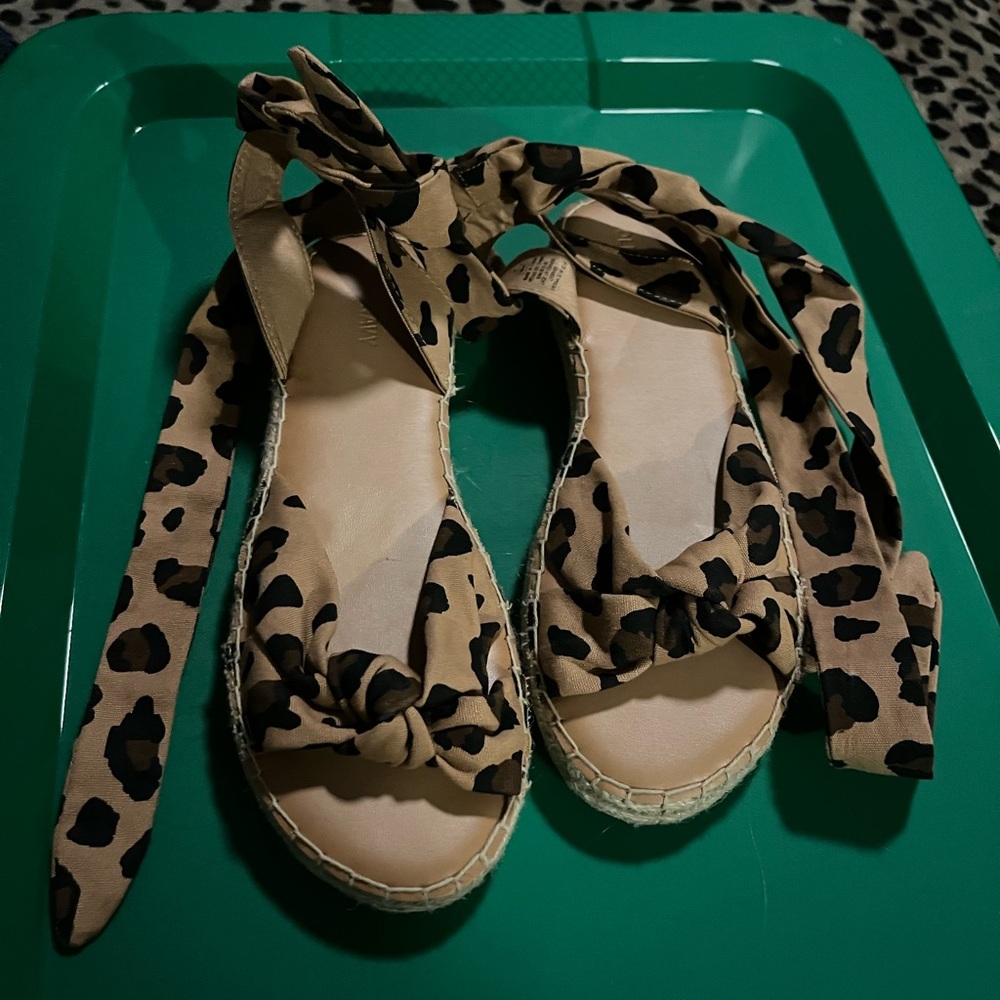 Leopard Print Women's Espadrille Sandals - Picture 2 of 5